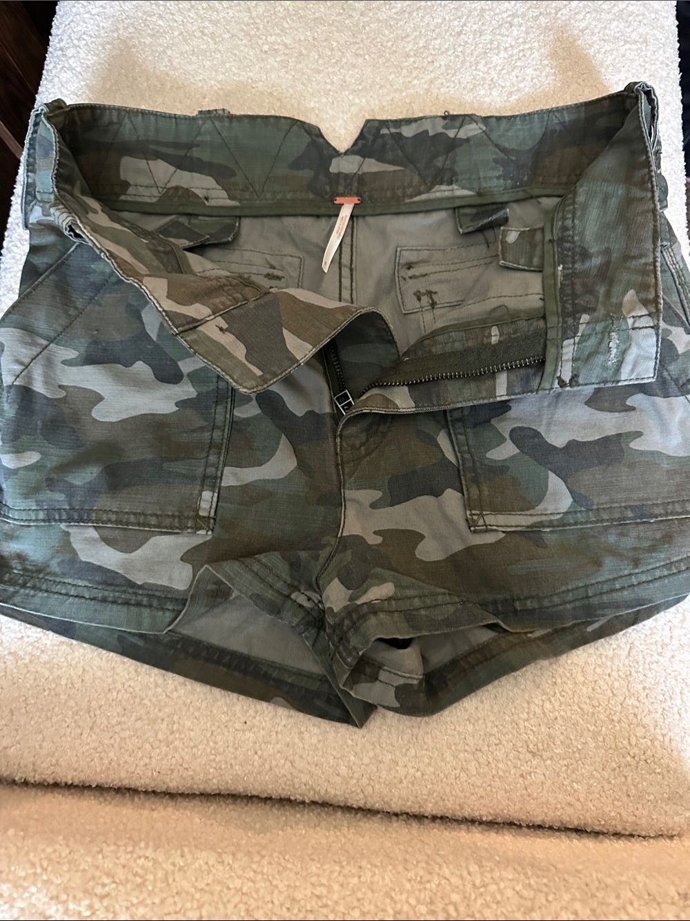 Free People Olive Camo Cargo Shorts